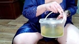 Full bucket of piss from Russian natural stepmom