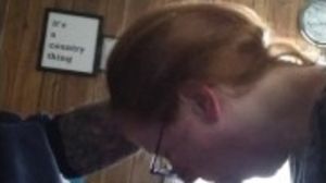 Cuckold ginger-haired wifey Gets cum shot in gullet