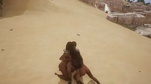 ﻿2 pretty gals pummeling a boy on the beach - crazy Life