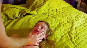 Blonde cock sucker Lady Diamond anal fucked in bed