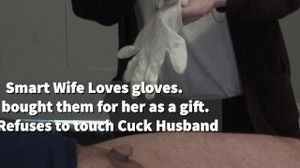 Amateur Wife Hand job Hubby Cuck Chastity Release Rubber Gloves  3 Days No Cum Husband