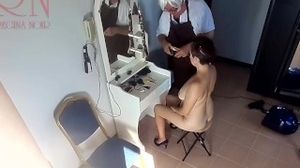 Do you want to cut my hair? I'm a nude customer at the stylist's barbershop. Nude stylist twenty one