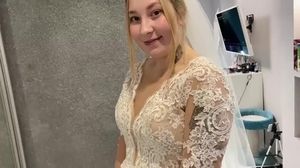 Russian married duo could not stand against and banged right in a wedding sundress.