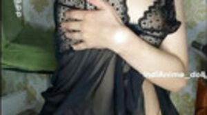 Steaming Indian naked lube rubdown in dark-hued undergarments