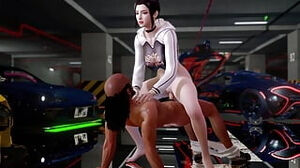 Three dimensional spectacular race model bare her super hot assets sit on the enormous manhood