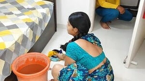 Komal bhabhi was mopping, bro was privately eyeing, came and began tearing up