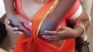 Wifey bangs chief in Office see-through Saree