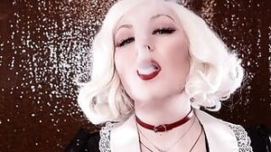 Smoking Fetish: Solo gorgeous movie of super hot platinum-blonde Bratty cougar Arya Grander Glaminatrix Close up crimson Lips