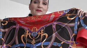 Woman Victoria Valente Satin Headscarves style showcase, Leather and Satin, Scarf goddess