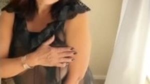 Mature Latina woman with hairy pussy dancing in my black transparent nightie