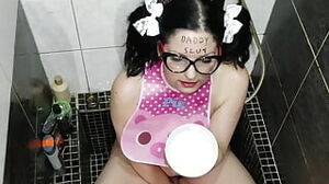 Father pig cockslut with pigtails well-prepped to be abasement with his and own urinate PART 1