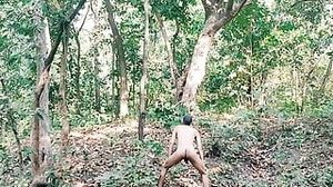 Tall gorgeous boys ambling naked in woods