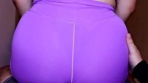Amazing Assjob Lap Dance in Purple Yoga Shorts