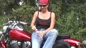 'Two Babes get fucked HARD on motorcycles by The Original MILF Hunter'