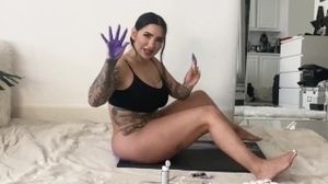 Cassie Curses Sexy Naked Body Paint on Canvas Challenge