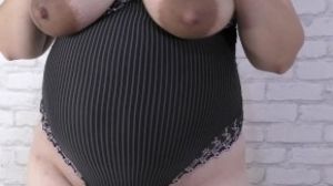 9-month pregnant cheating wife show to you her horny body with huge lactating tits!
