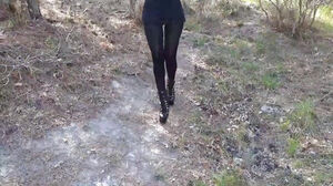 High stilettos and ambling in the forest