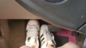 Adidas Superstars Quick Wrinkled Soles Femdom Foot Show In Car