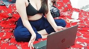 Pakistani Mom Watching Porn On Laptop And Masturbating With Dildo In Ass N Pussy With Loud Moaning