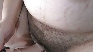 Mega-bitch wifey white Mari wank her unshaved preggie honeypot with a massager, but imagining your manmeat inwards her!