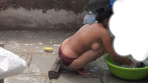 Stepsista is seen taking a tub in a covert camera in a desi tubguest room, sista taking a tub in a guest room in the open courtyard