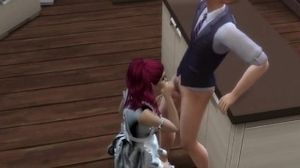 The sims four, dude is hotwifey with maid next to his wifey