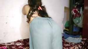 Warm Maid boobies pressing alone at home
