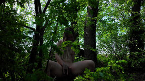 Cherry onanism in the forest, publicly poking myself with my frigs in my cunt. 4K 60FPS