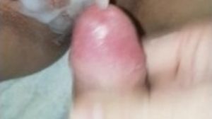 Massive cumshot over the wifes pussy with love balls inside her pussy