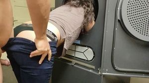 Caught my Stepmom she tries to put clothes in the washing machine - Hot Ass MILF Housewife Fucking and Creampied