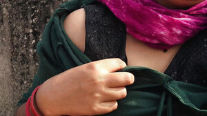Indian village nymph pummeled rigid outdoor By his beau