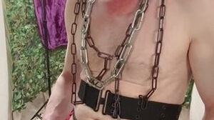 Solo getting off With Crotchless thongs Chains And torrid spunk