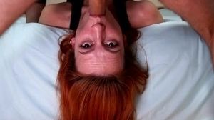 'throat fuck / Best deep throat from a red-haired beauty / lots of cum on her face'