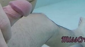 Flashing my dick in front of a young girl in public pool and helps me masturbate - it's very risky with people near