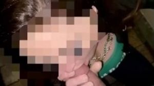 Wife blows strangers cock in bar bathroom