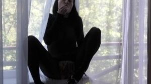 Luxurious female fapping on the window. Her son seeing her. Inexperienced cougar public ejaculations.