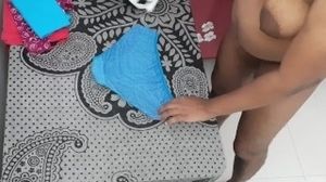 Nude Sexy Brownie Desi Bhabhi Ironing Her Panty, Bra at Home. Hubby's Friend Shooting.