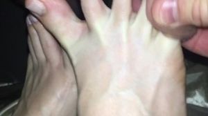 'Fucking my toes with the inwards of his Foreskin, then he ejaculates all over my soles & munches it all up '