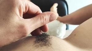 'Â Masturbates Hairy Wet Pussy pov closeup'
