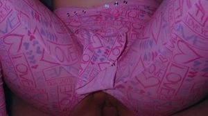 'Wife tempts with her boobs. Sex in pink pajamas. Big cum on tits.'