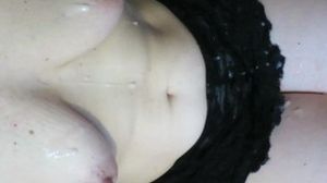 CUM SPLATTER ON MY TITS - milf lets husband jerk off on her boobs - he keeps cumming - messy cumshot