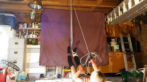 Sissy suspension restrain bondage upside down