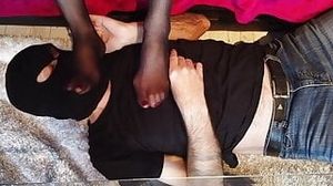 Worshiping of nylon stockings feet and bare feet