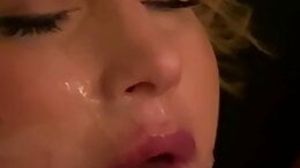 Tied girlfriend gets face fucked and facialized