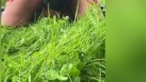 'Outdoor facesitting Squirt on his face and cum on ass'