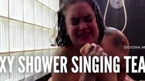 Sexy Shower BBW MiLF Singing Voyeur TEASER Big Butt Long Hair Wet