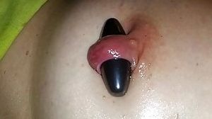 nippleringlover milf magic magnetic nipple play 17mm magnet in extreme stretched pierced nipple
