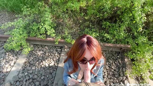 Public oral from a splendid ginger-haired Stranger from the Park