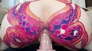 Sister-in-law loves mammary fake penis railing with gigantic octopus tatted booty