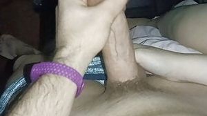 My wife loves to jerk me off at night with my big dick